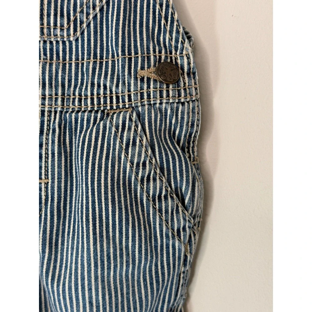 OshKosh B'gosh Bib Overalls Blue Railroad Striped Denim One Piece 2015 12 months